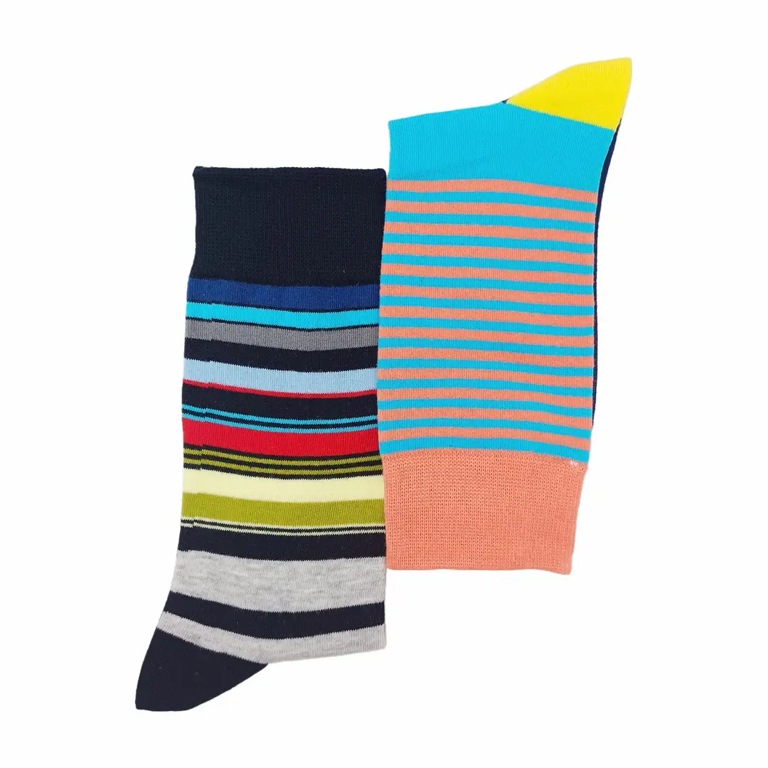 New men's striped street hip-hop mid-tube socks fashion color striped men's socks autumn and winter cotton socks wholesale — feature 11