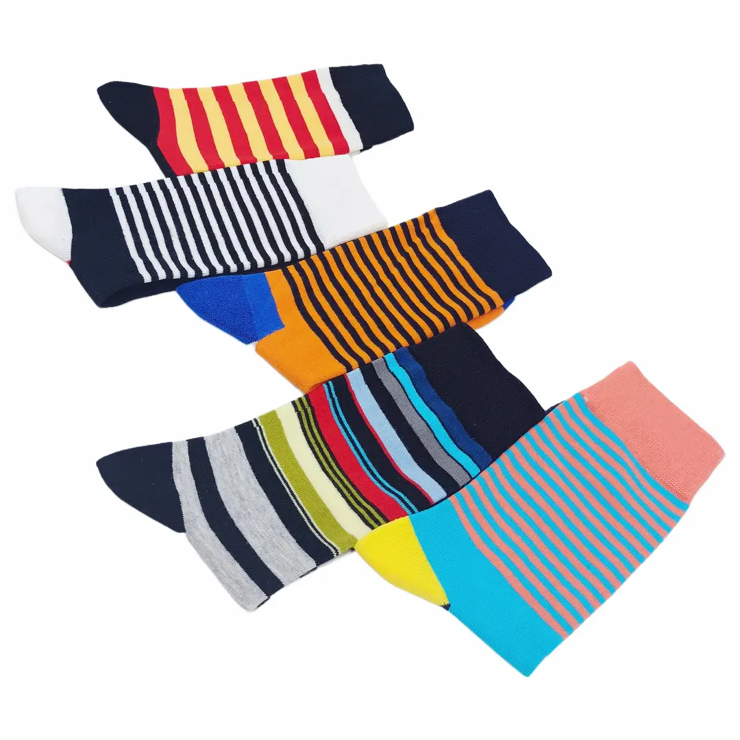 New men's striped street hip-hop mid-tube socks fashion color striped men's socks autumn and winter cotton socks wholesale — feature 12