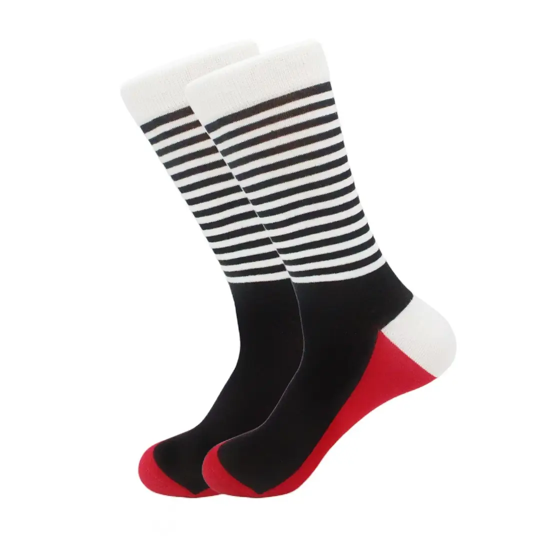 New men's striped street hip-hop mid-tube socks fashion color striped men's socks autumn and winter cotton socks wholesale — feature 3