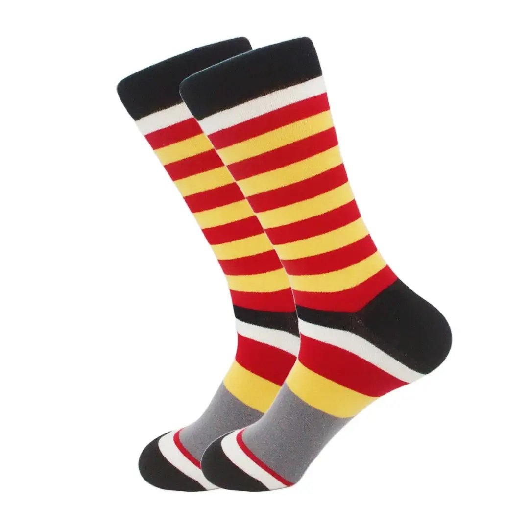 New men's striped street hip-hop mid-tube socks fashion color striped men's socks autumn and winter cotton socks wholesale — feature 6