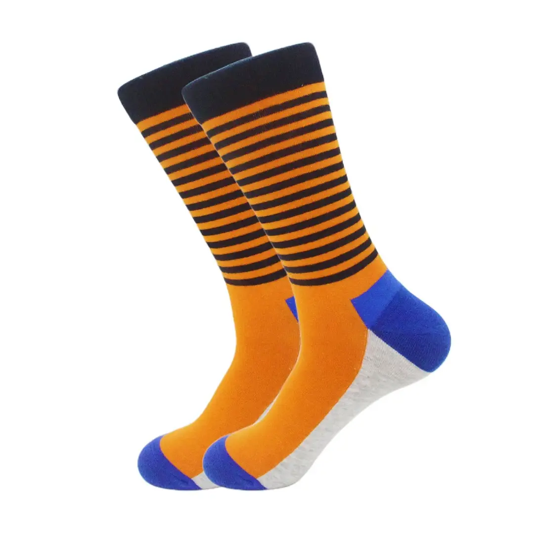 New men's striped street hip-hop mid-tube socks fashion color striped men's socks autumn and winter cotton socks wholesale