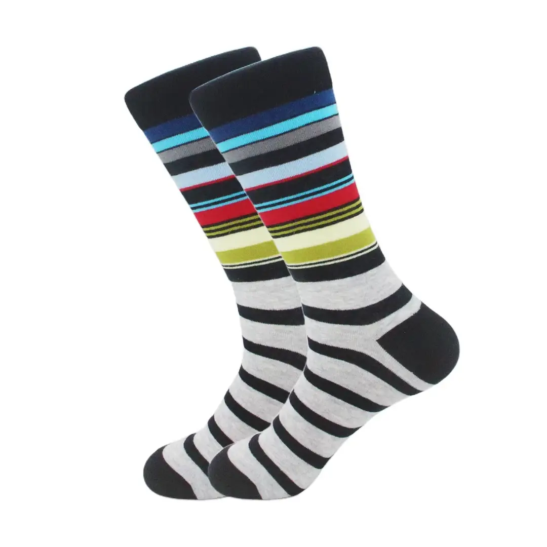 New men's striped street hip-hop mid-tube socks fashion color striped men's socks autumn and winter cotton socks wholesale