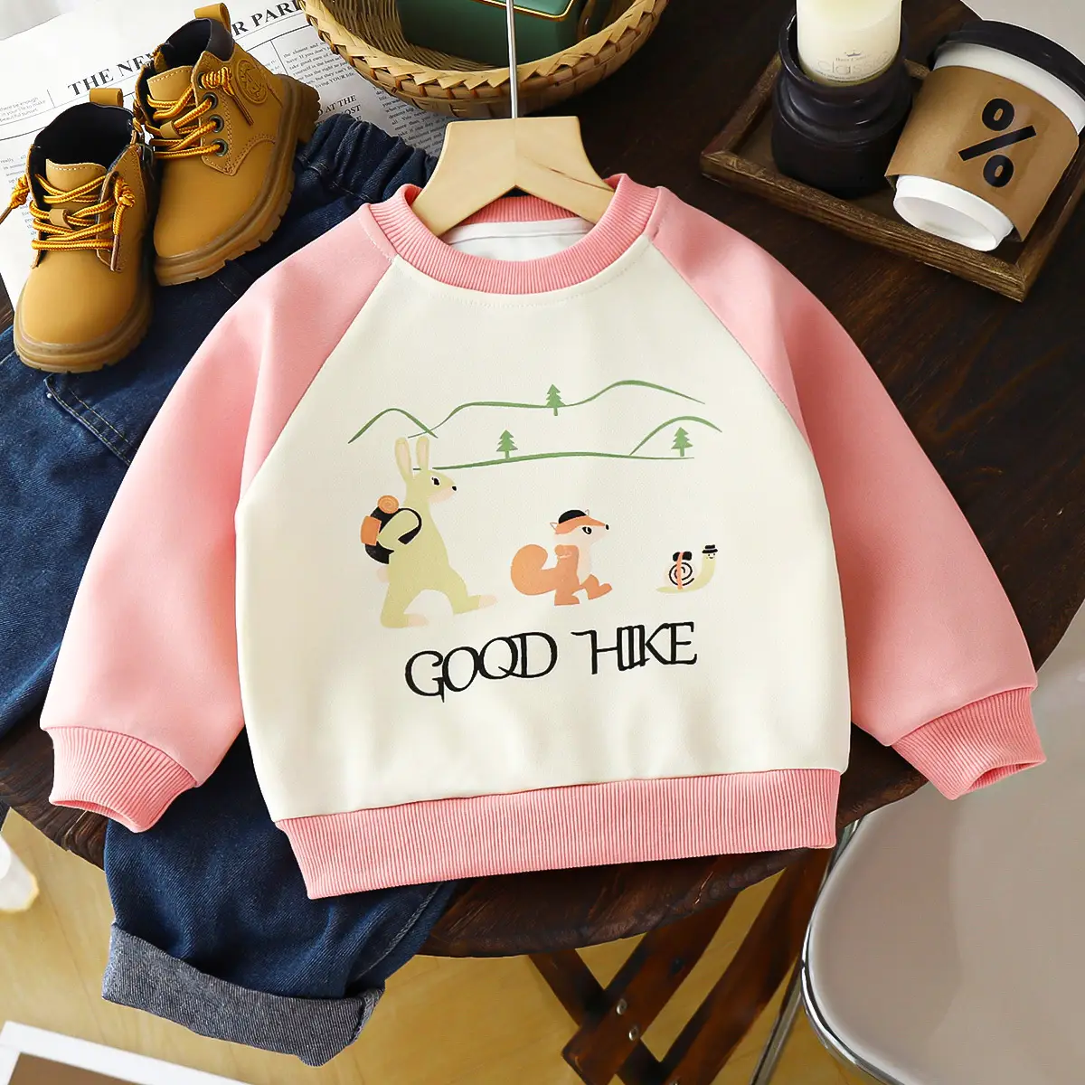 Children's Pink Good Hiike Sweatshirt Long Sleeve T-Shirt