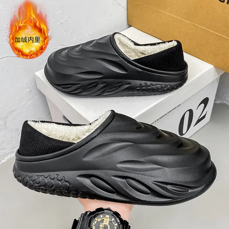 Cotton Slippers Men's Winter fleece-lined Warm Baotou Cotton Slippers Outfit Waterproof Sirty Cotton Shoes Bag Indoor Slippers for Women - Image 4