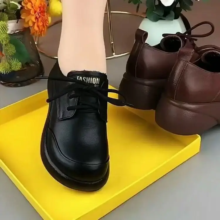 Single-layer shoes women's muffin thick-soled 2024 autumn latest comfortable versatile mother shoes light non-slip casual women's small leather shoes — feature 13