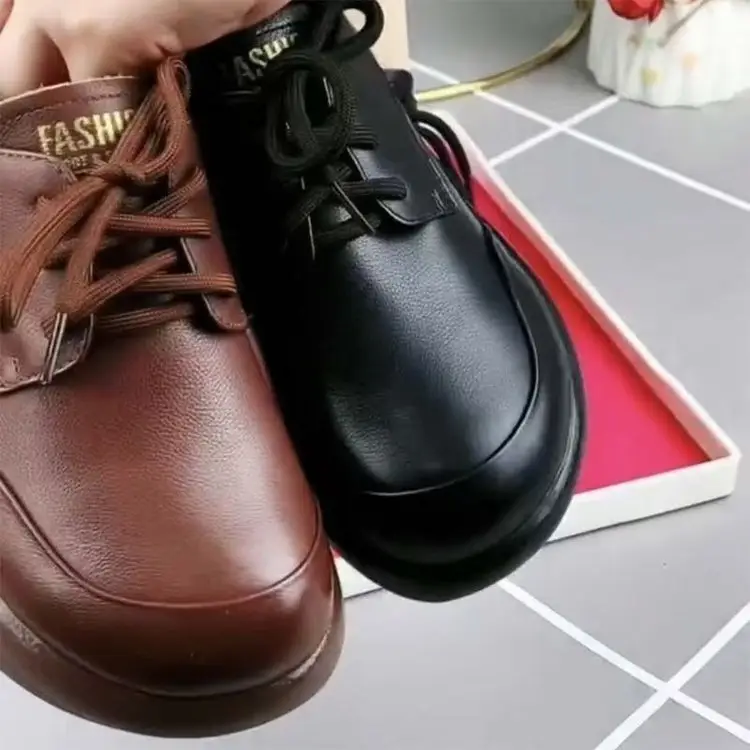 Single-layer shoes women's muffin thick-soled 2024 autumn latest comfortable versatile mother shoes light non-slip casual women's small leather shoes — feature 7