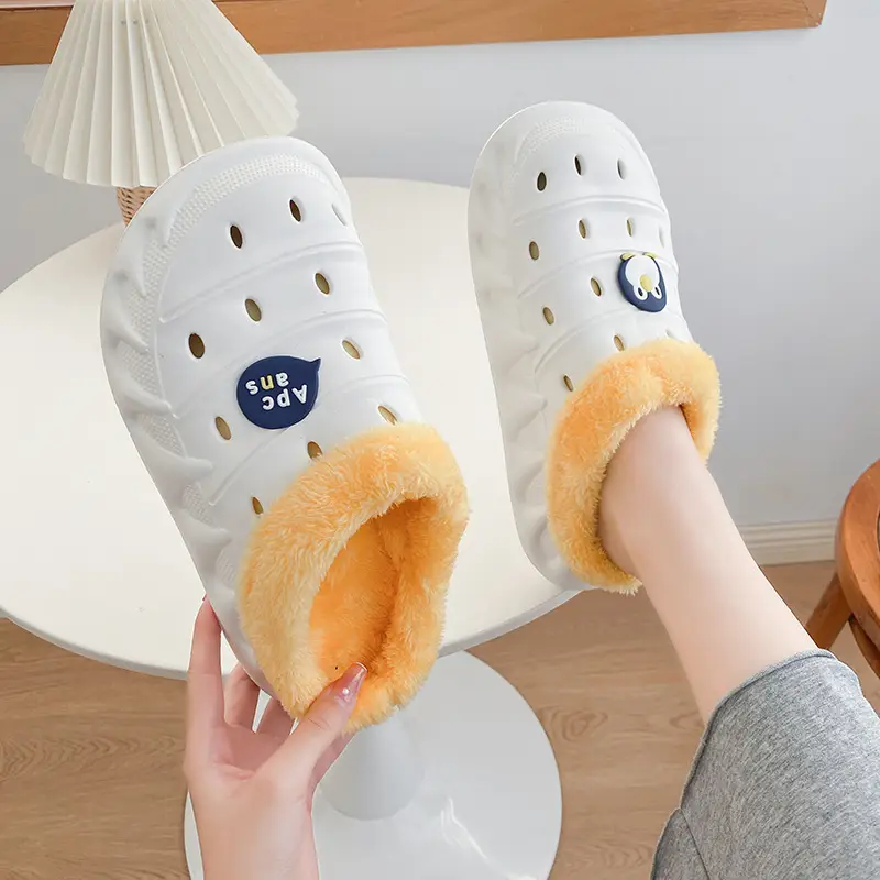 Cross-border plus size cotton slippers men's autumn and winter outdoor wear non-slip indoor two-way hole shoes warm cotton shoes for lovers