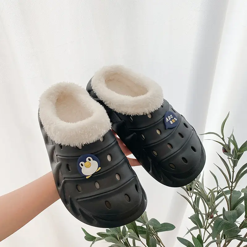 Cross-border plus size cotton slippers men's autumn and winter outdoor wear non-slip indoor two-way hole shoes warm cotton shoes for lovers