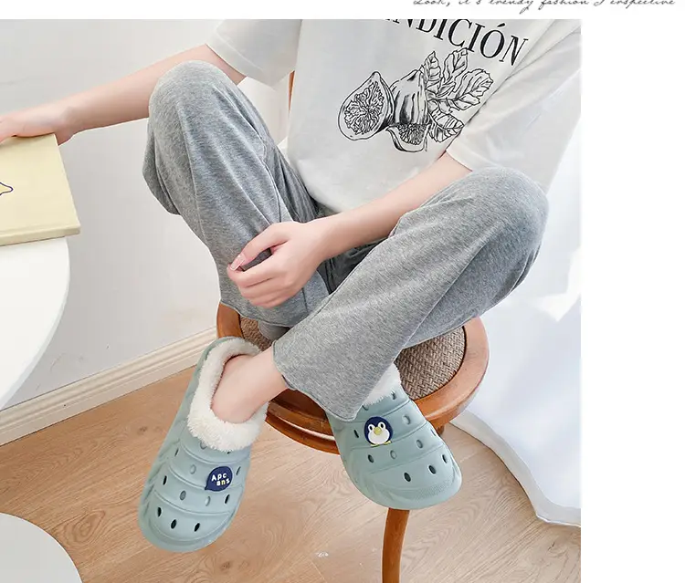 Cross-border plus size cotton slippers men's autumn and winter outdoor wear non-slip indoor two-way hole shoes warm cotton shoes for lovers — feature 10