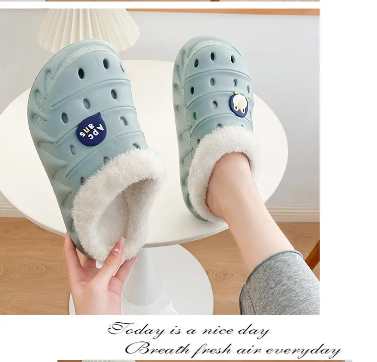 Cross-border plus size cotton slippers men's autumn and winter outdoor wear non-slip indoor two-way hole shoes warm cotton shoes for lovers — feature 11