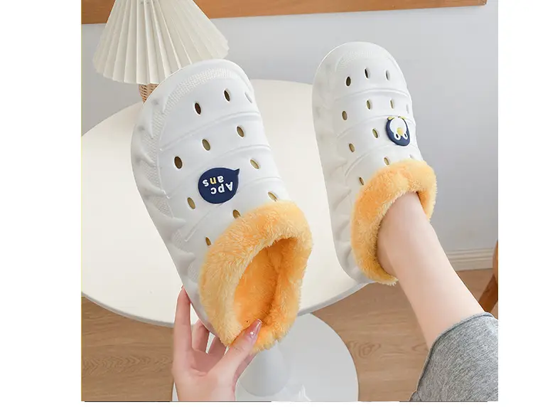 Cross-border plus size cotton slippers men's autumn and winter outdoor wear non-slip indoor two-way hole shoes warm cotton shoes for lovers — feature 12
