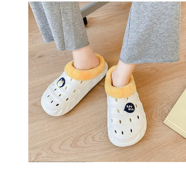 Cross-border plus size cotton slippers men's autumn and winter outdoor wear non-slip indoor two-way hole shoes warm cotton shoes for lovers — feature 14