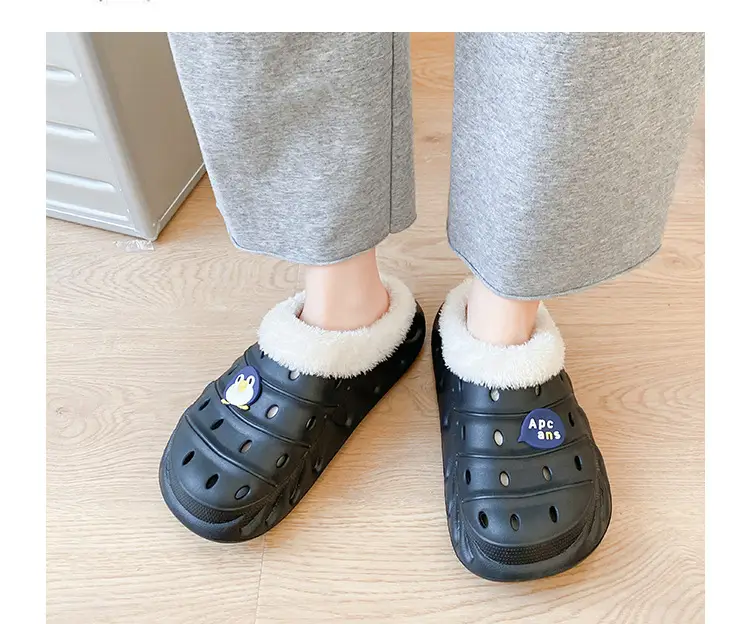 Cross-border plus size cotton slippers men's autumn and winter outdoor wear non-slip indoor two-way hole shoes warm cotton shoes for lovers — feature 17