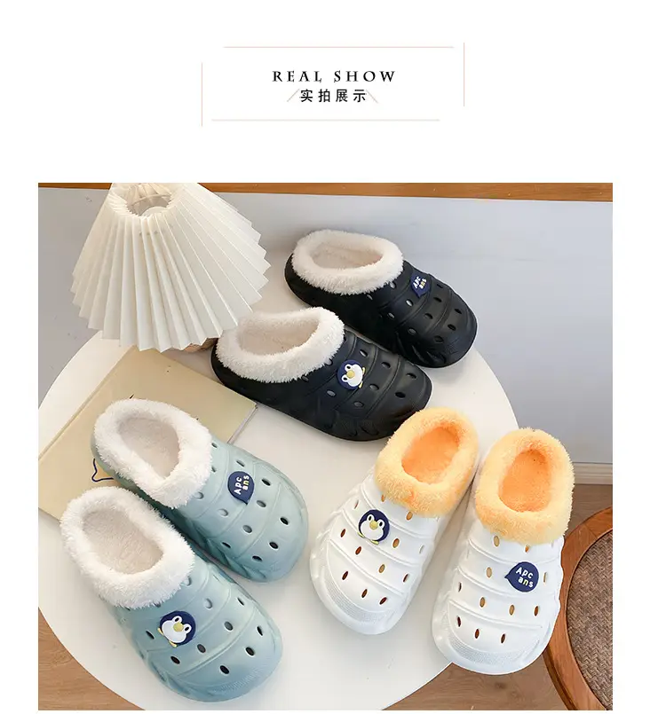 Cross-border plus size cotton slippers men's autumn and winter outdoor wear non-slip indoor two-way hole shoes warm cotton shoes for lovers — feature 21