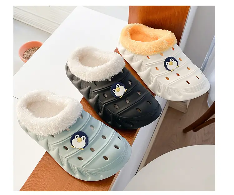 Cross-border plus size cotton slippers men's autumn and winter outdoor wear non-slip indoor two-way hole shoes warm cotton shoes for lovers — feature 22