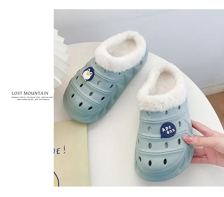 Cross-border plus size cotton slippers men's autumn and winter outdoor wear non-slip indoor two-way hole shoes warm cotton shoes for lovers — feature 23
