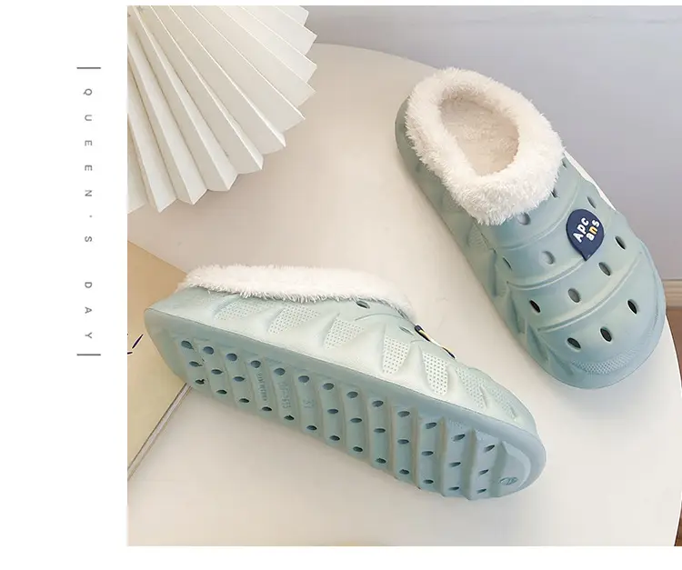 Cross-border plus size cotton slippers men's autumn and winter outdoor wear non-slip indoor two-way hole shoes warm cotton shoes for lovers — feature 25