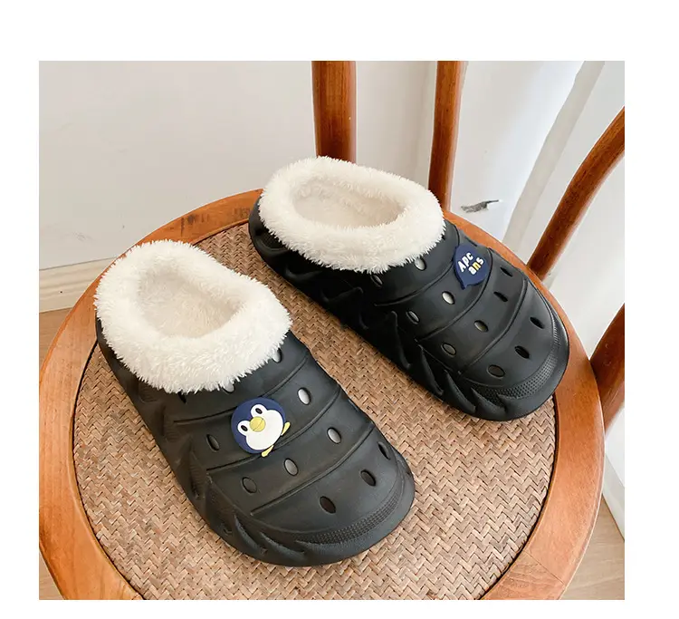 Cross-border plus size cotton slippers men's autumn and winter outdoor wear non-slip indoor two-way hole shoes warm cotton shoes for lovers — feature 29