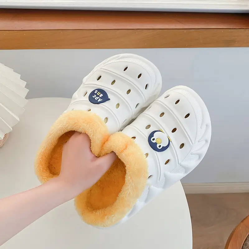 Cross-border plus size cotton slippers men's autumn and winter outdoor wear non-slip indoor two-way hole shoes warm cotton shoes for lovers