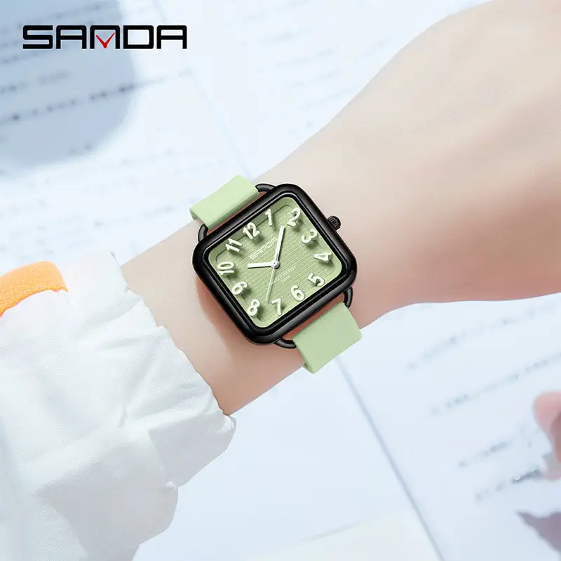 Sanda 3D Digital Square Watch for Men Women Silicone Band - Image 11