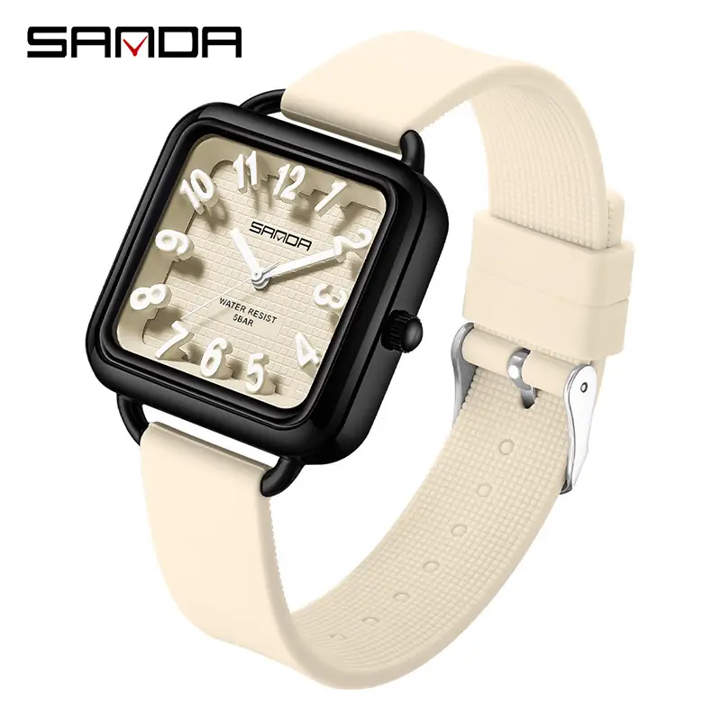 Sanda 3D Digital Square Watch for Men Women Silicone Band - Image 5