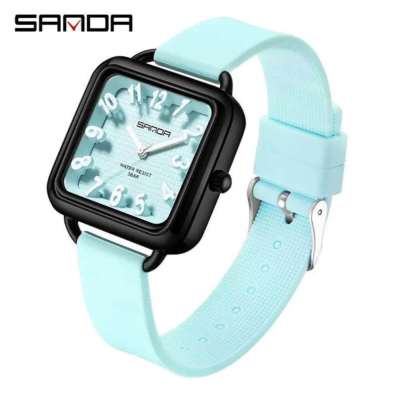 Sanda 3D Digital Square Watch for Men Women Silicone Band - Image 6