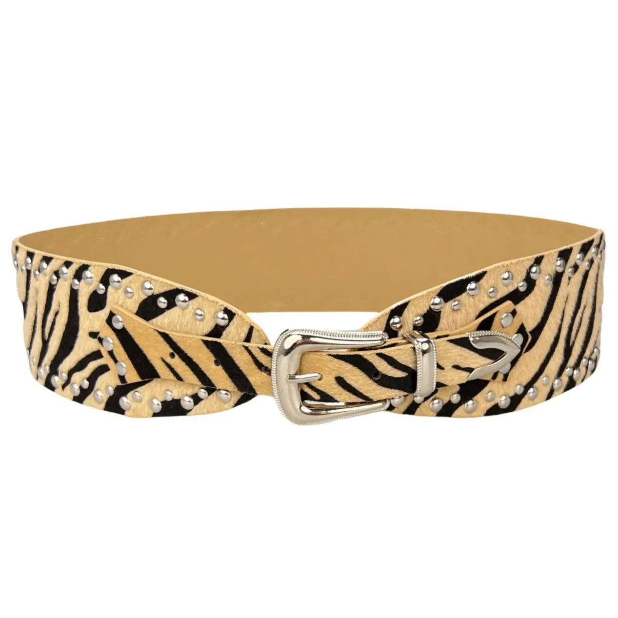 Black Rivet Belt with Buckle for Women - Image 2