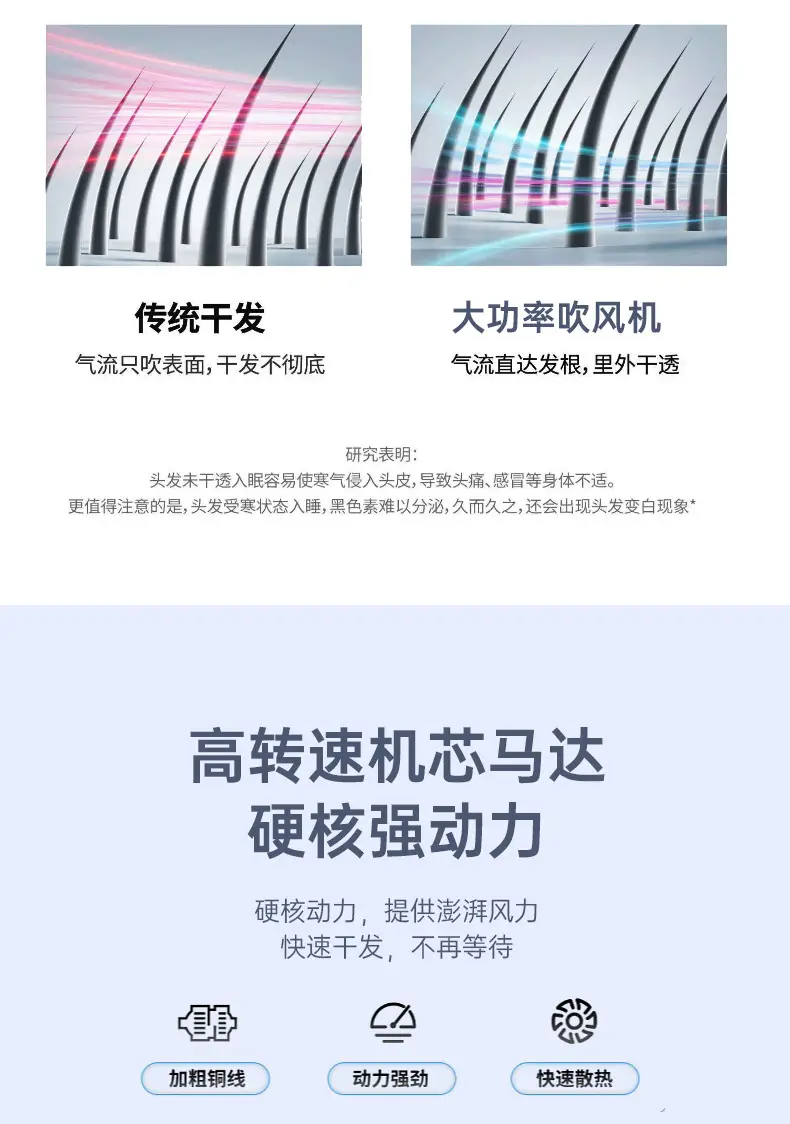 Electric Hair Dryer 68°C Constant Temp Cold Hot Air — feature 13