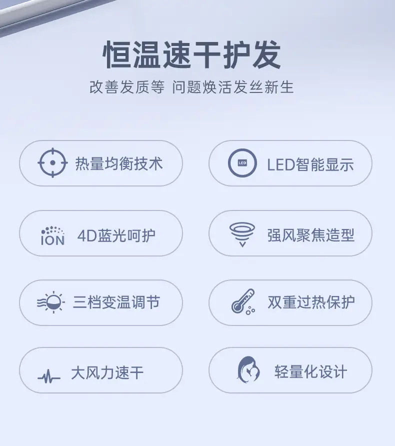 Electric Hair Dryer 68°C Constant Temp Cold Hot Air — feature 4