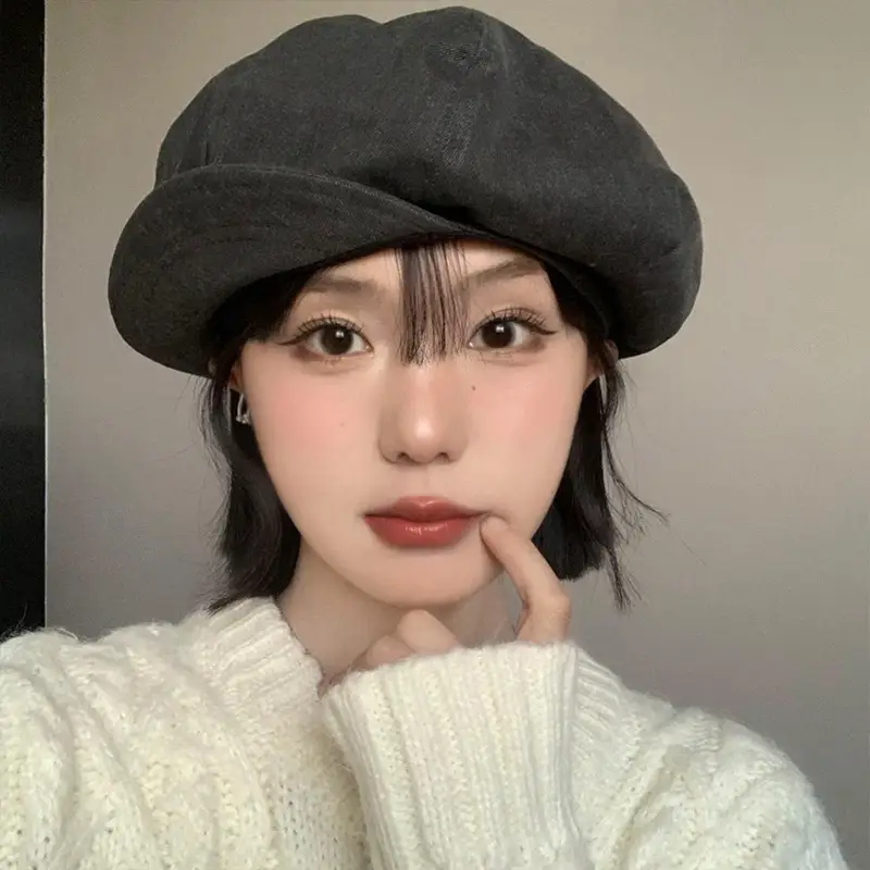 Vintage Grey Duck Tongu Beret for Kids Spring Autumn - Image 5
