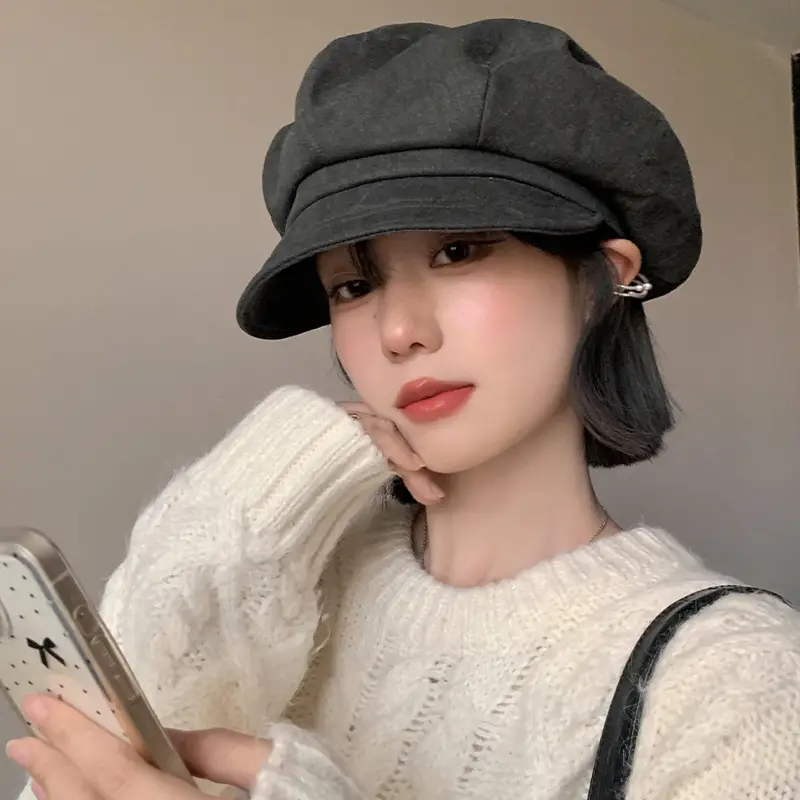 Vintage Grey Duck Tongu Beret for Kids Spring Autumn - Image 7