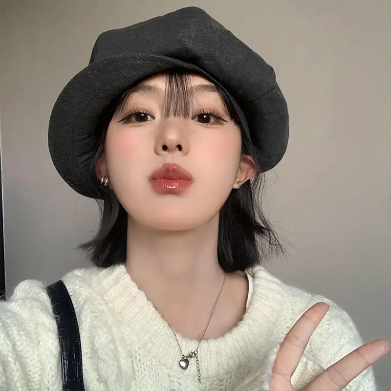 Vintage Grey Duck Tongu Beret for Kids Spring Autumn - Image 8
