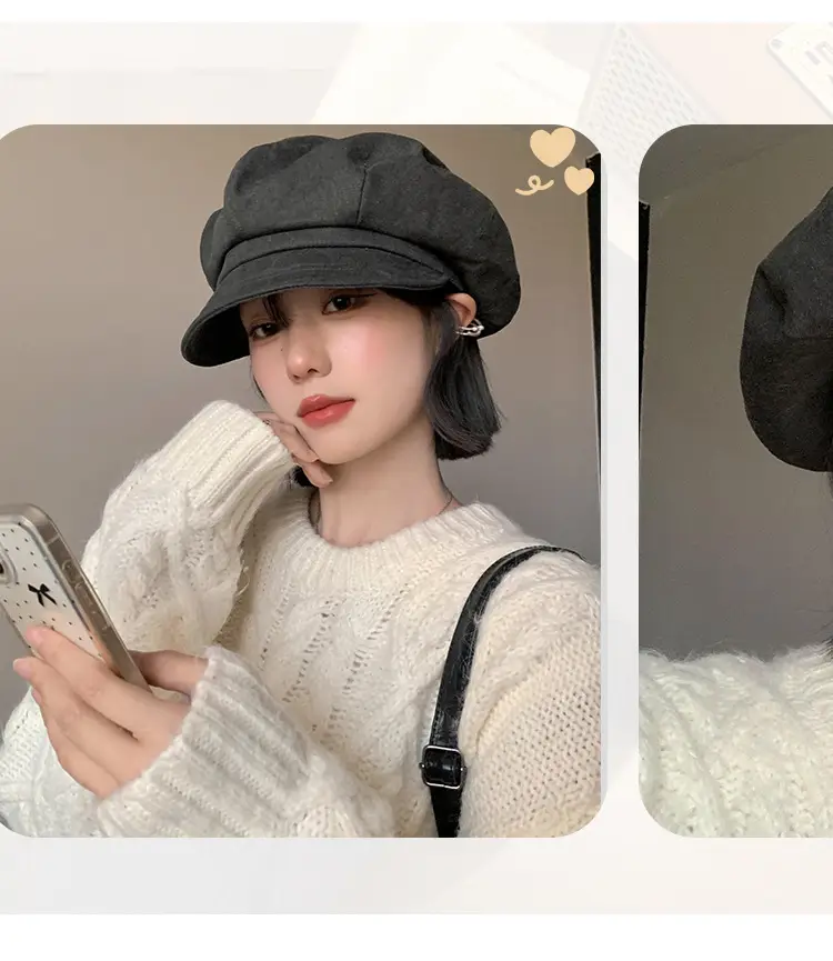 Vintage Grey Duck Tongu Beret for Kids Spring Autumn — feature 5