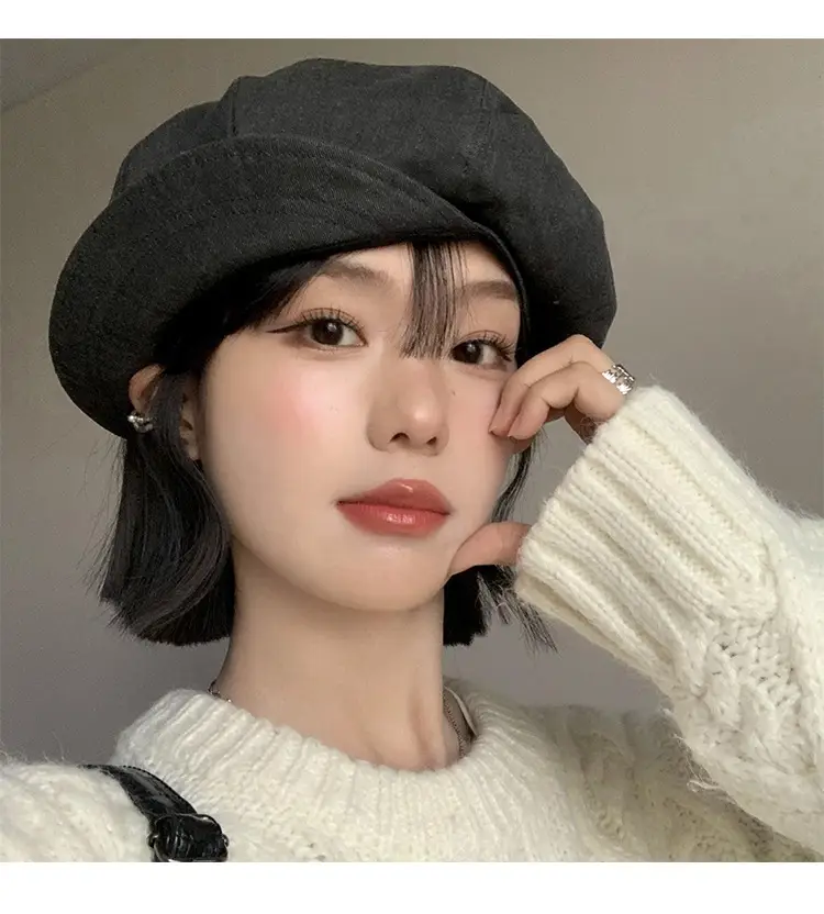 Vintage Grey Duck Tongu Beret for Kids Spring Autumn — feature 7