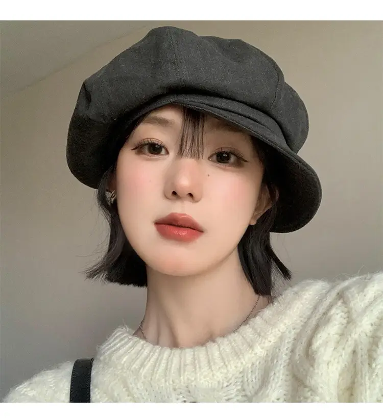 Vintage Grey Duck Tongu Beret for Kids Spring Autumn — feature 8