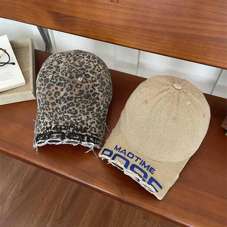 Women's Beige Cotton Baseball Cap with "MAD TIME" Embroidery
