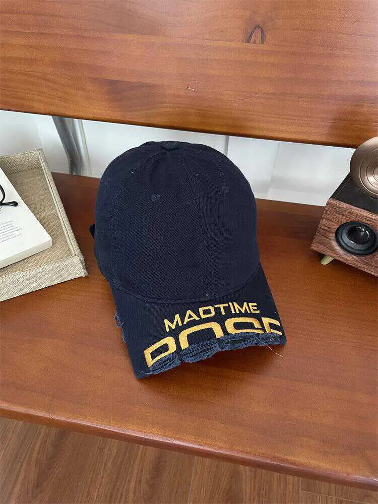 Women's Beige Cotton Baseball Cap with "MAD TIME" Embroidery — feature 14