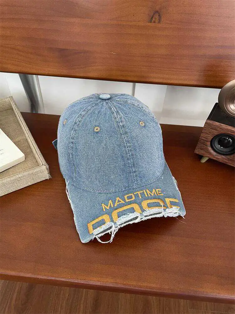 Women's Beige Cotton Baseball Cap with "MAD TIME" Embroidery — feature 18