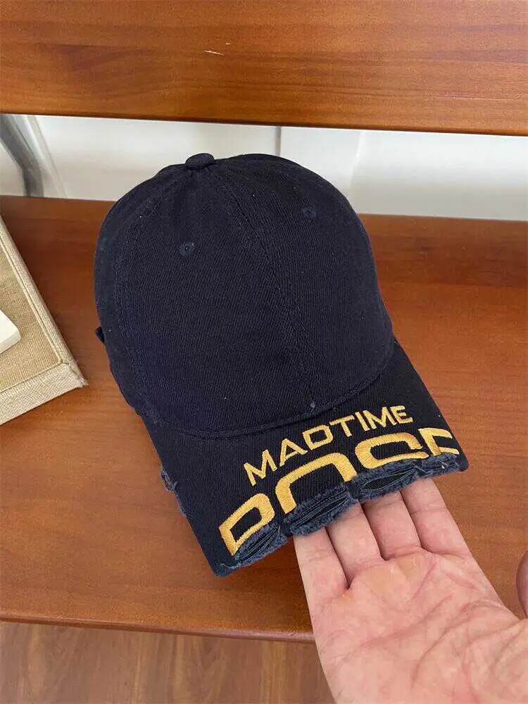 Women's Beige Cotton Baseball Cap with "MAD TIME" Embroidery — feature 24
