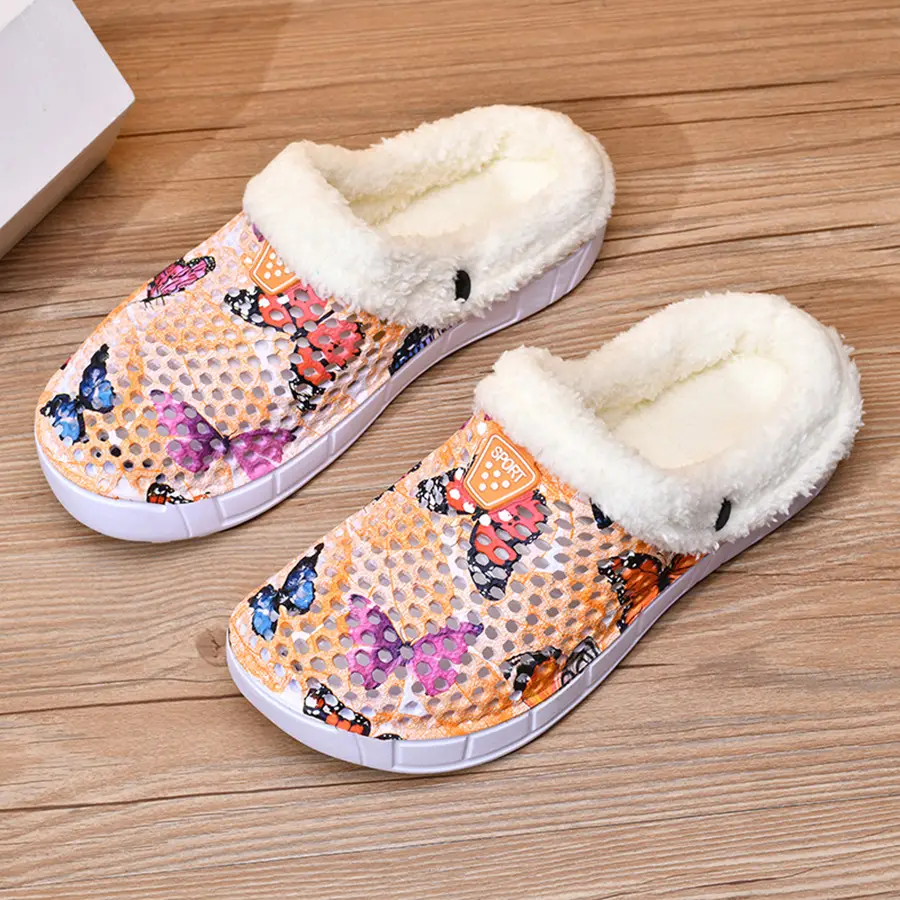Warm Butterfly Clogs for Girls Autumn Winter