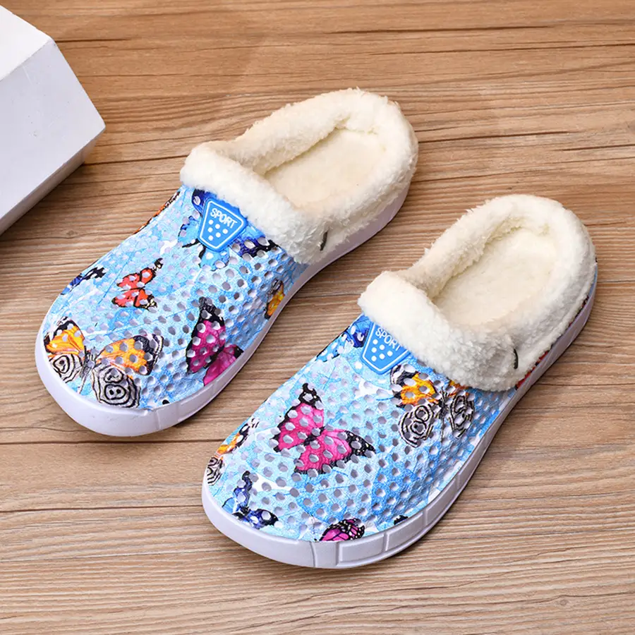 Warm Butterfly Clogs for Girls Autumn Winter