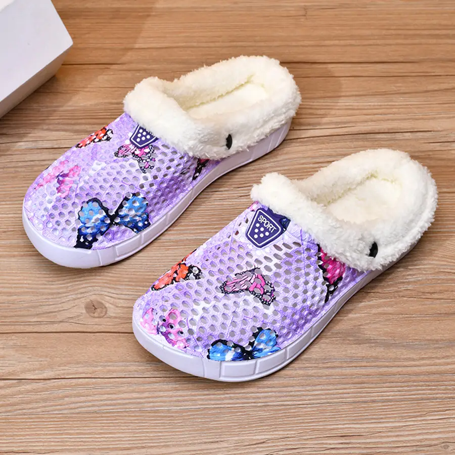 Warm Butterfly Clogs for Girls Autumn Winter