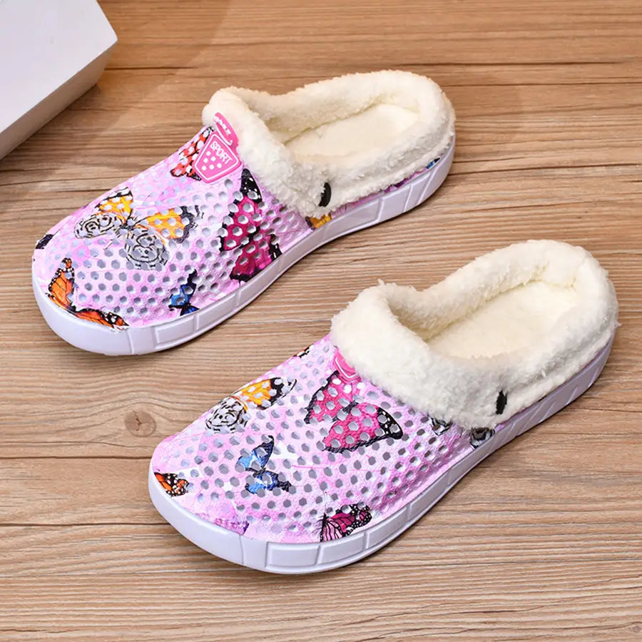 Warm Butterfly Clogs for Girls Autumn Winter