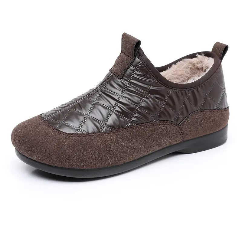 Women's Shoes 2025 Winter New Style Wholesale Fleece-Lined Warm Cotton Shoes Soft Sole Non-Slip Patchwork Leather Snow Boots - Image 7