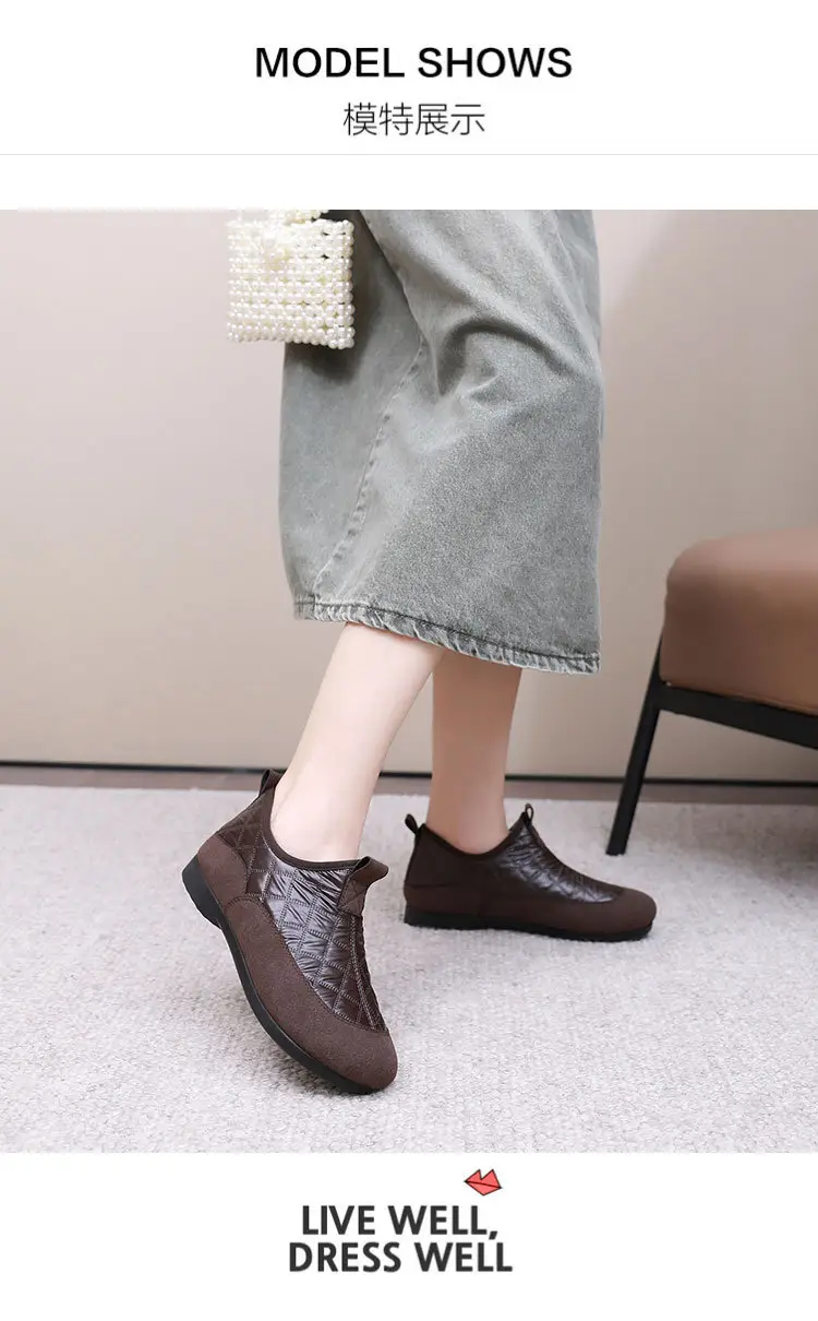 Women's Shoes 2025 Winter New Style Wholesale Fleece-Lined Warm Cotton Shoes Soft Sole Non-Slip Patchwork Leather Snow Boots — feature 18