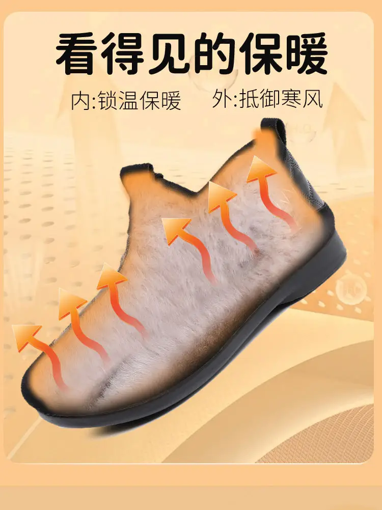Women's Shoes 2025 Winter New Style Wholesale Fleece-Lined Warm Cotton Shoes Soft Sole Non-Slip Patchwork Leather Snow Boots — feature 9