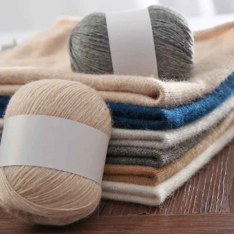 Factory wholesale three-strand cashmere wool hand-woven medium-thick cashmere yarn knitted scarf wool group woven foreign trade materials