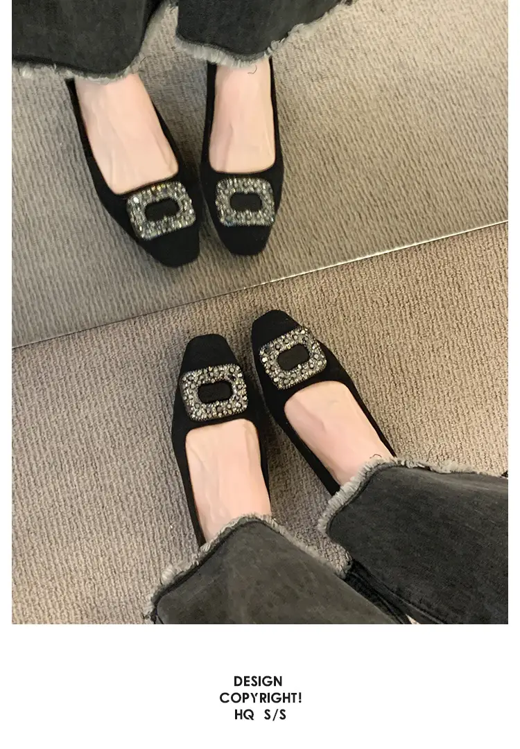 French-Style Women's Shoes 2024 Spring New Elegant Rhinestone High Heels Chunky Heel Square Toe Commuting Evening Shoes Commuter Style — feature 16