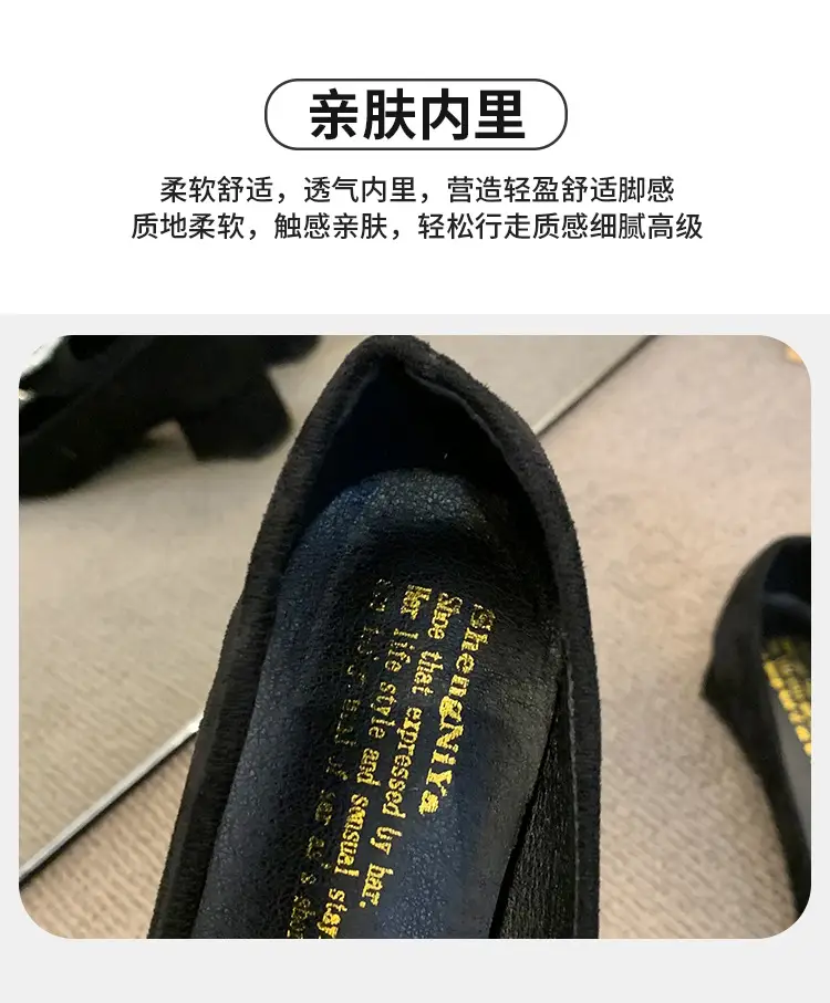 French-Style Women's Shoes 2024 Spring New Elegant Rhinestone High Heels Chunky Heel Square Toe Commuting Evening Shoes Commuter Style — feature 5