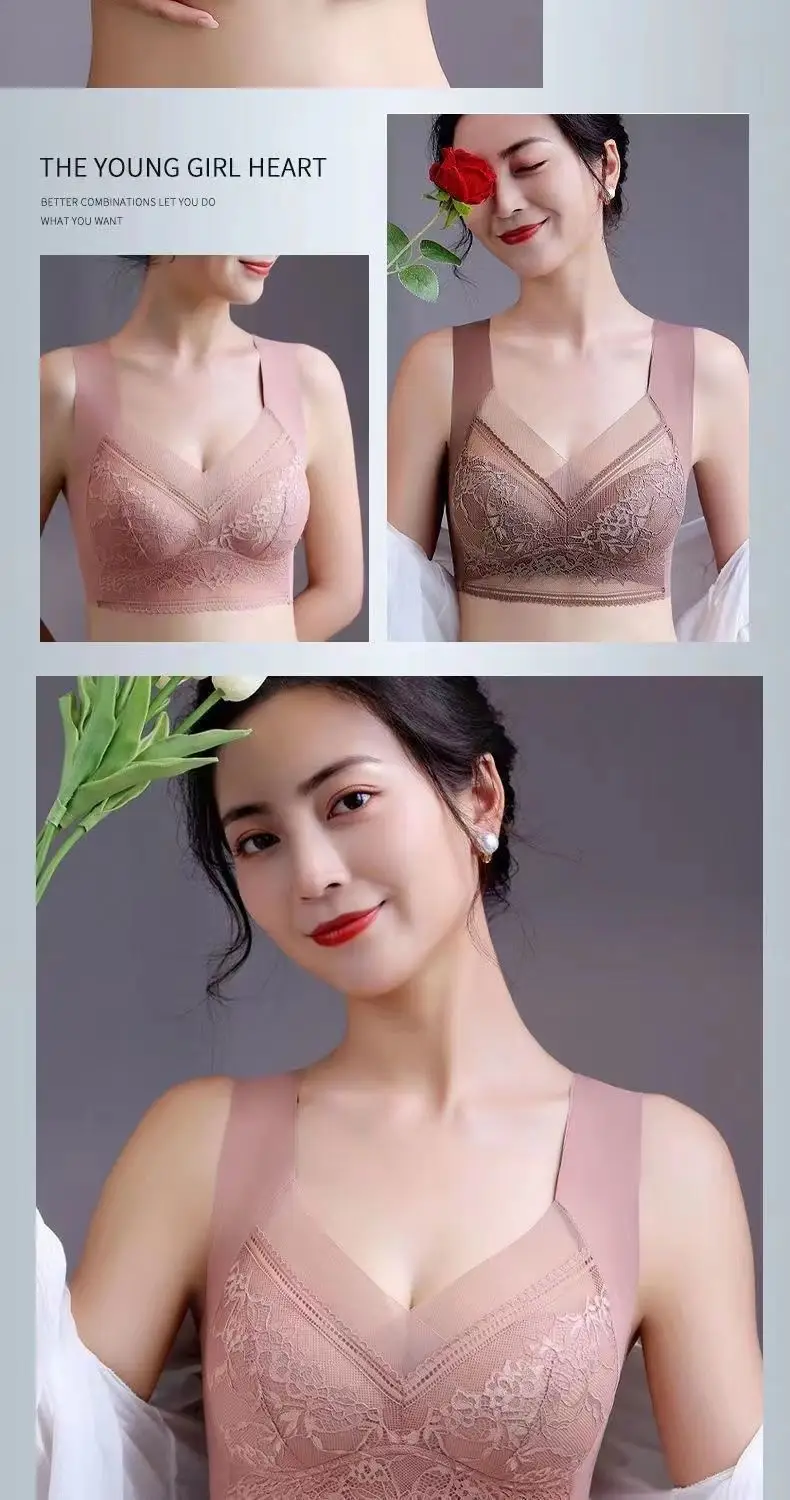Live Explosions plus size Traceless Bra Women's Gather French Style Bra Without Steel Ring Beautiful Back Sexy Sports Beautiful Back Girly Strapless — feature 18